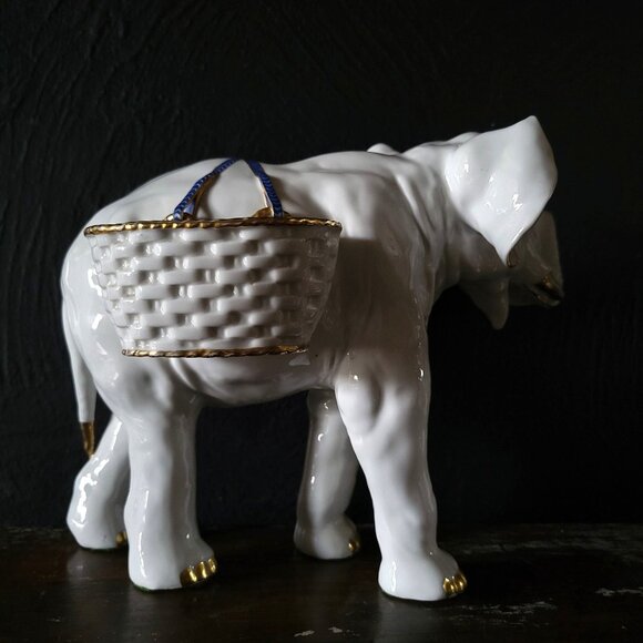Von Schierholz Germany Porcelain Elephant Figurine Vase W/ Baskets, Centerpiece - Picture 4 of 11